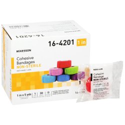 Cohesive Bandage McKesson 1 Inch X 5 Yard Self-Adherent Closure Purple / Pink / Green / Light Blue / Royal Blue / Red NonSterile Standard Compression - Case of 30